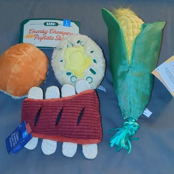 Other - 3 pc BBQ themed Bark Dog Toy Set - Corn, Rib, and Baked Potatoes BENEFITS RESCUE